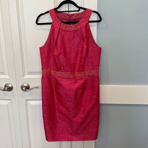 Carmen Marc Valvo pink with sequin accent cocktail sheath dress size 14